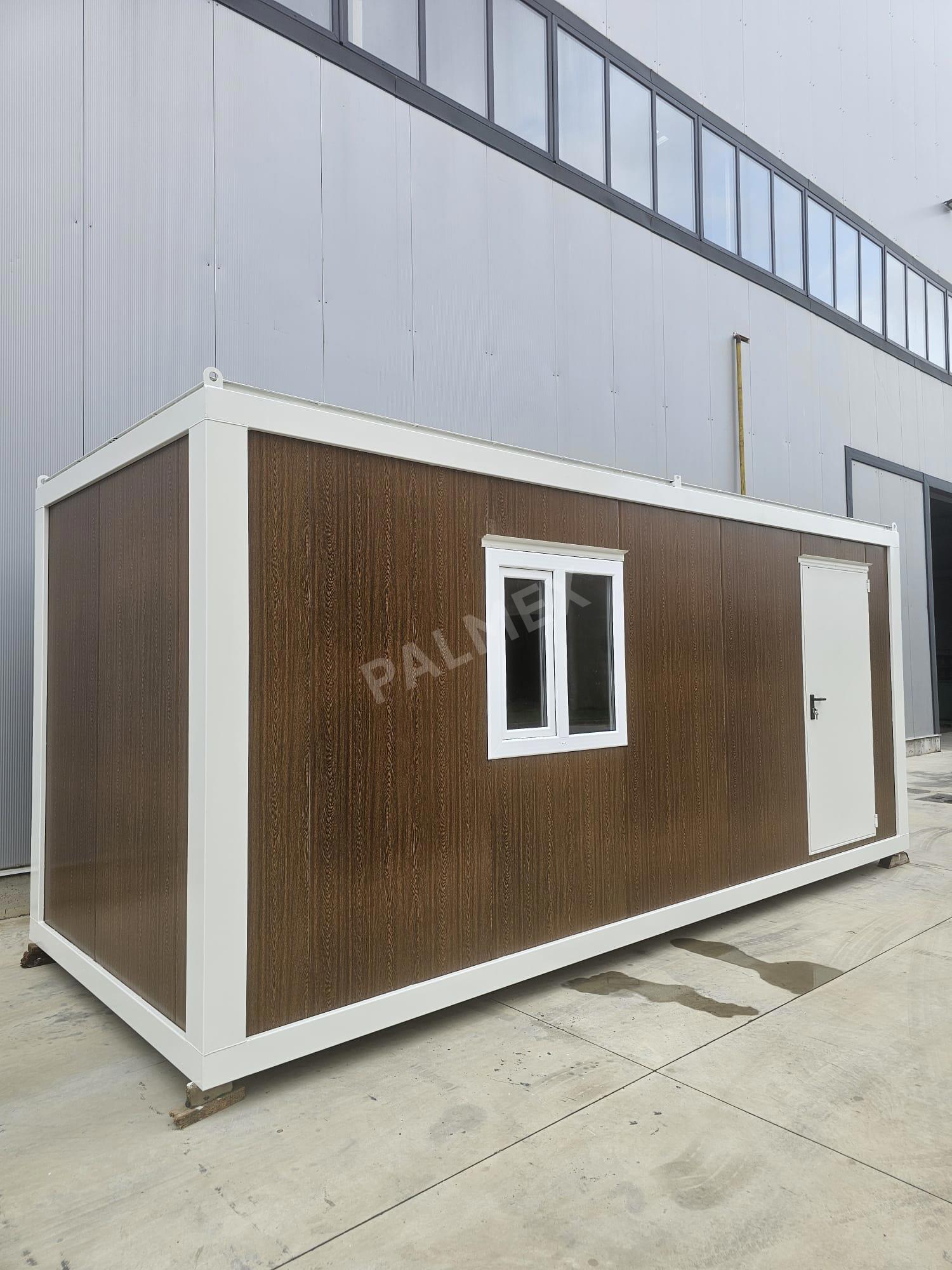 Container Birou 6m Panouri imitatie Lemn Alb PALMEX