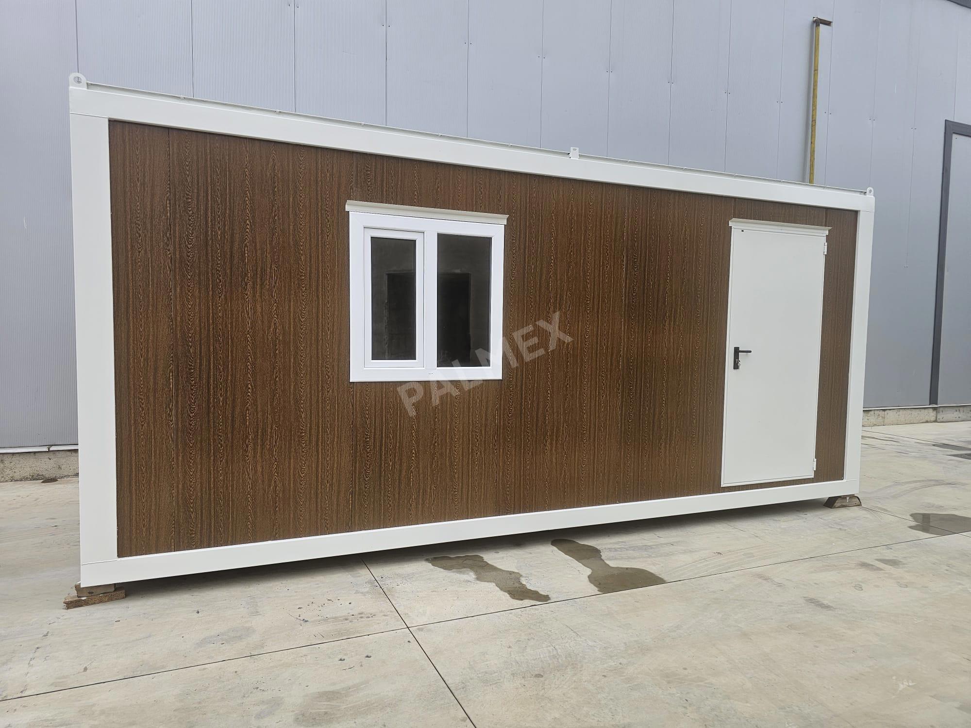 Container Birou 6m Panouri imitatie Lemn Alb PALMEX