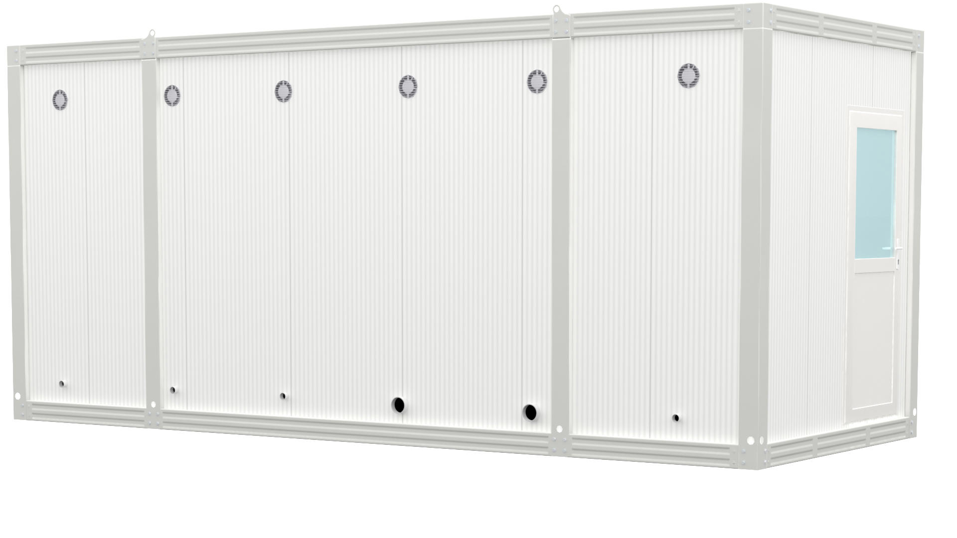 Container Sanitar 6m Type 4, cu 3 Cabine Dus, 2 WC-uri, 1 Pisoar Alb PALMEX