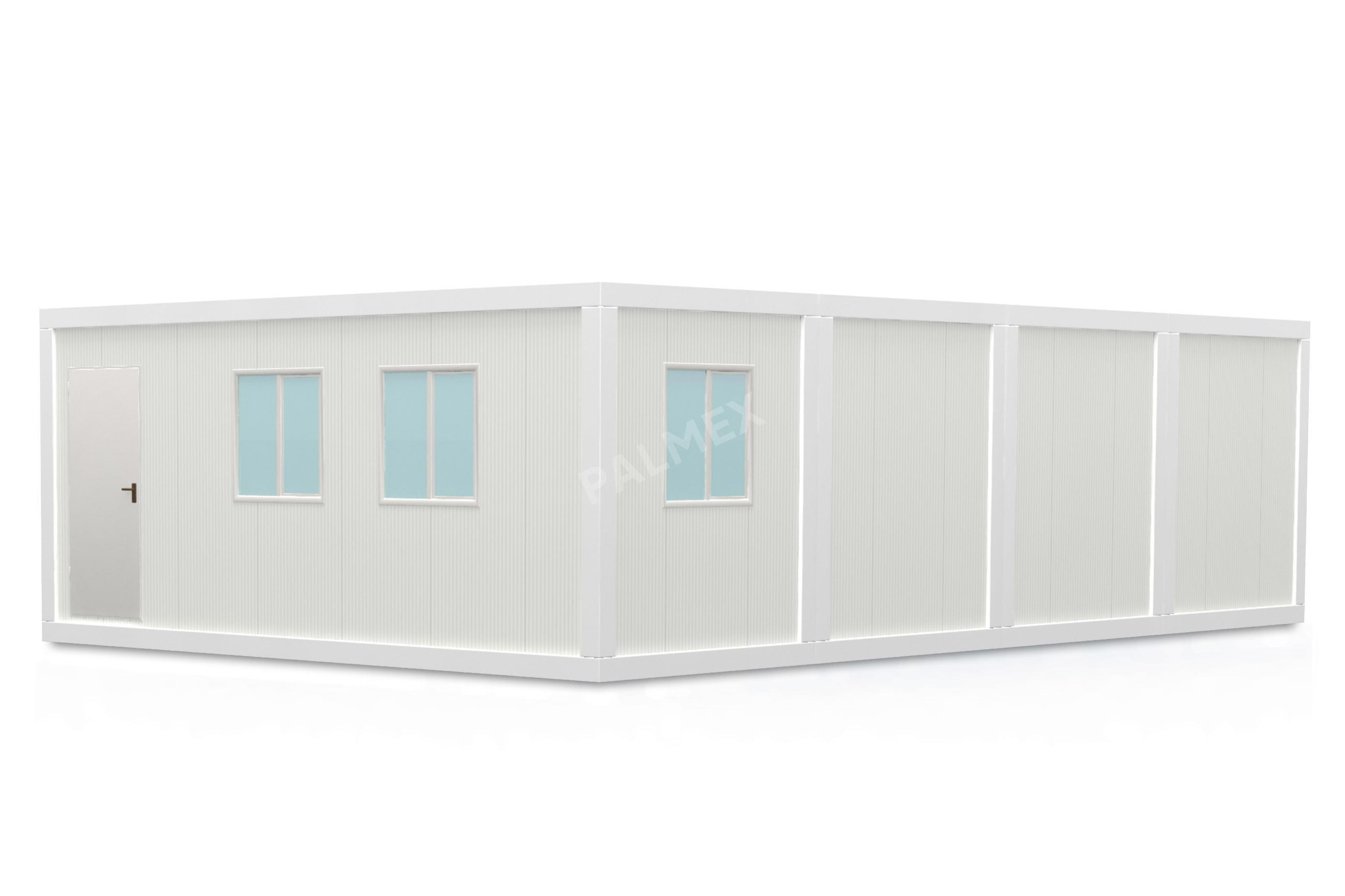 Containere Modulare 6x9.6m BASIC 1 Usa 3 Ferestre  Panou Alb PALMEX